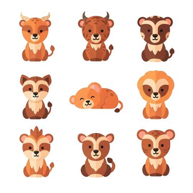 Bir dizi şirin çizgi film ayısı..