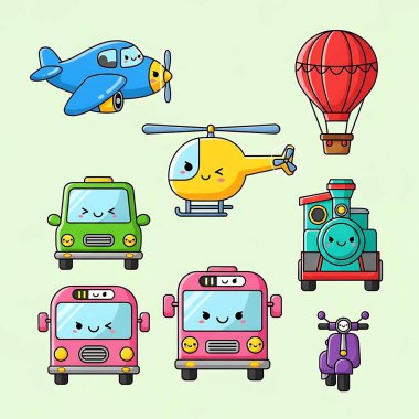 Sevimli çizgi film arabaları.