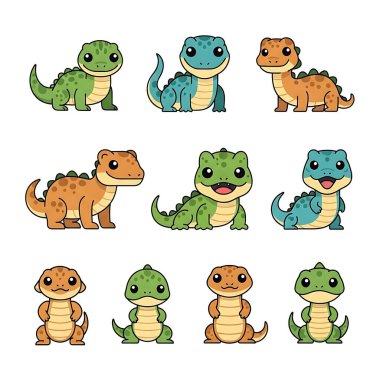 Sevimli hayvanların çizgi film seti. vektör illüstrasyonu