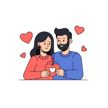 Sevgililer Günü konseptinin vektör çizimi. Düz çizgi tarzı. Aşk ve ilişki.