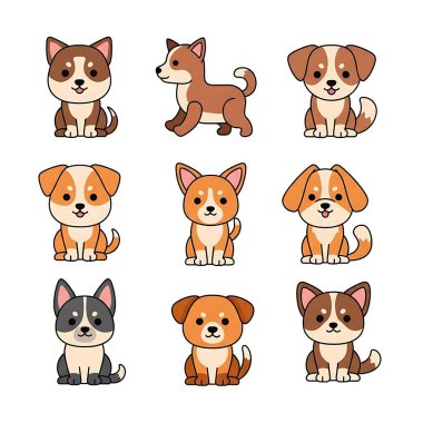 Bir sürü şirin köpek. vektör tasarımı illüstrasyonu