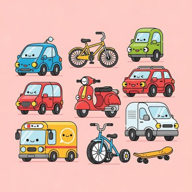 Bir dizi sevimli çizgi film karakteri.