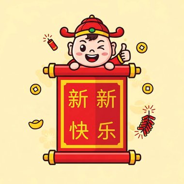 Çin yeni yılı. Hoş bir karakter. vektör illüstrasyonu