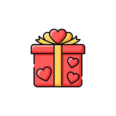 Düz vektör biçiminde kalp hediye simgesi