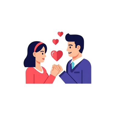 Kalpli bir çift. vektör illüstrasyonu.