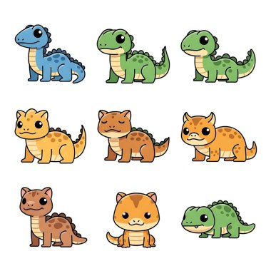 sevimli küçük dinozorlar karakter vektörü