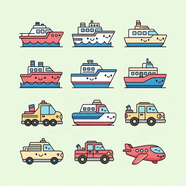 vektör karikatür simgeleri ayarlandı