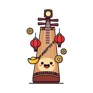 Çizgi film Çin fenerinin vektör çizimi
