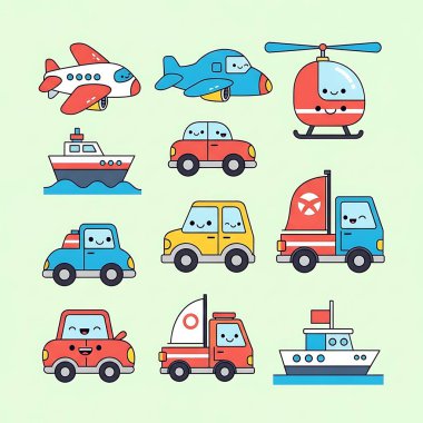 şirin çizgi film arabalarının vektör kümesi