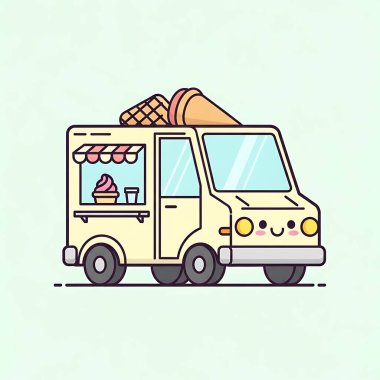 Dondurma kamyonu. Vektör illüstrasyonu