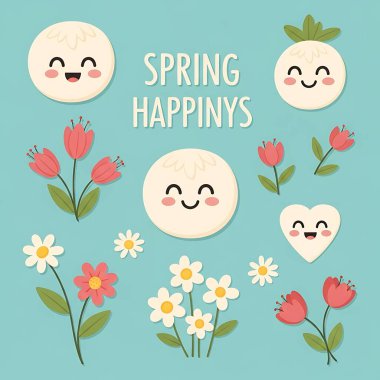 Mutlu bahar günleri. Çiçekli vektör illüstrasyonu.