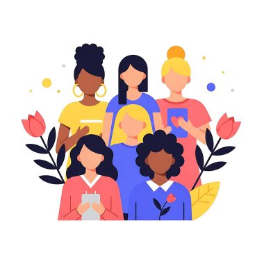 Farklı çiçekleri olan kadınlar, kadınlar ve uluslararası kadınlar günü, uluslararası kadınlar günü kutlamaları