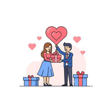 Sevgililer günün kutlu olsun, vektör illüstrasyonu. Aşk, romantizm, ilişki.