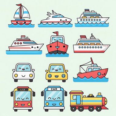 Sevimli çizgi film arabaları.