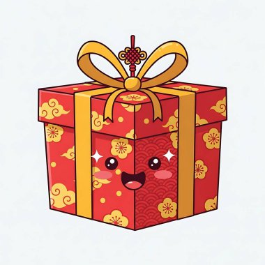 Beyaz arkaplanda izole edilmiş şirin hediye kutusunun vektör çizimi.