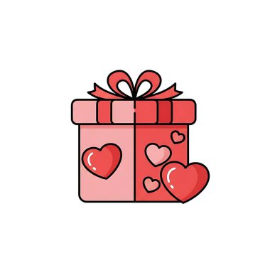 hediye kutusu içinde kalpler simgesi vektör çizimi tasarımı