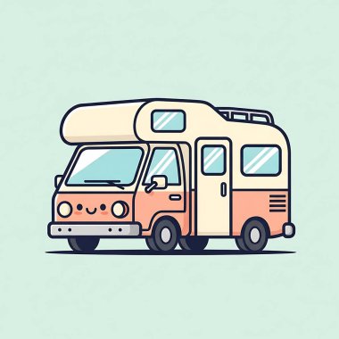 kamp kamyonu vektör çizimi tasarımı