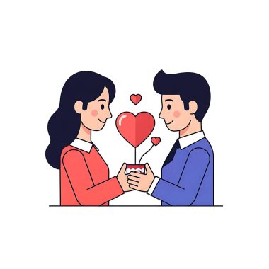 Bir çift aşk ve sevgililer günü vektör tasarımı