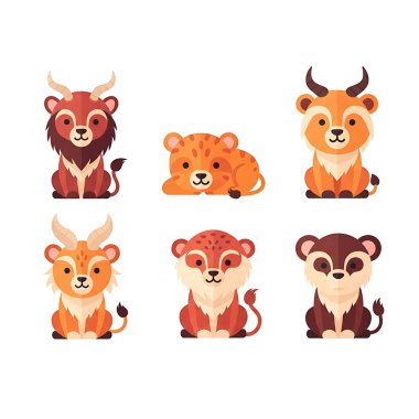 Sevimli çizgi film hayvanları. vektör karikatür çizimi