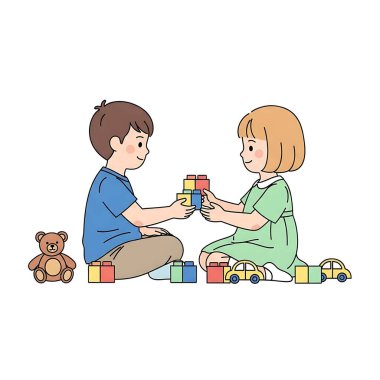 Bir erkek ve bir kızın vektör çizimi