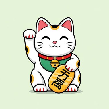 Kedi büyük bir kedi tutuyor. Sevimli çizgi film kedisi. vektör illüstrasyonu.