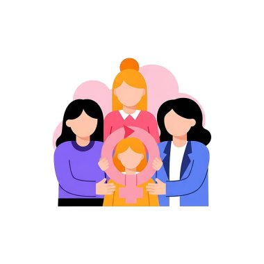 Bebek kızı olan kadınlar aile vektör çizimi tasarımı