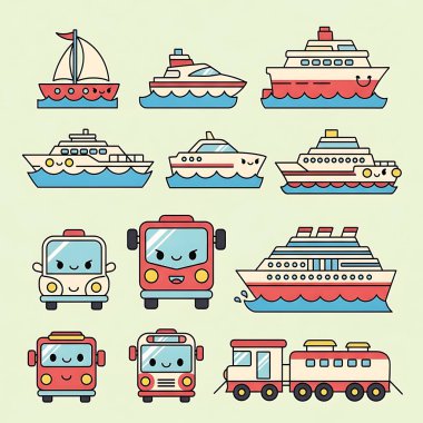 Çizgi film nakil seti. vektör