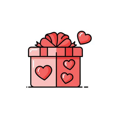 Sevimli sevgililer günü hediye kutusu kalp şekli vektör çizimi