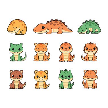 Timsah ve timsah vektör çizimi seti