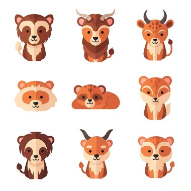 Çizgi film hayvan koleksiyonunun vektör çizimi