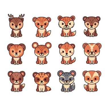 şirin çizgi film hayvan vektör koleksiyonu