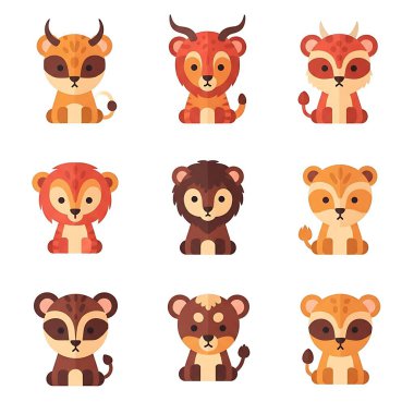 Bir dizi farklı çizgi film karakteri.