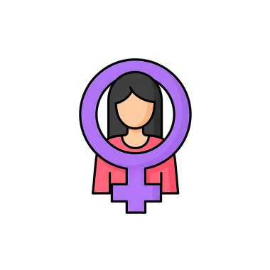 kadın vektör düz renk simgesi
