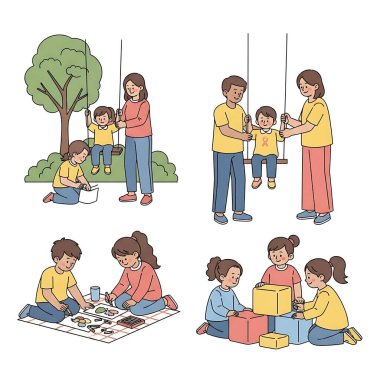 Mutlu çocuklar oyuncaklarla oynuyor.