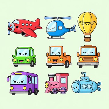 şirin çizgi film arabalarının vektör kümesi