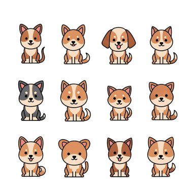 Corgi, Corgi, Corgi, Corgi, Corgi çizgi filmlerindeki gibi. vektör illüstrasyonu