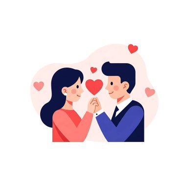 Kalp vektör ilüstrasyonuna aşık çift