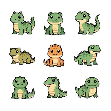 Şirin karikatür dinozor, dinozor vektör çizimi