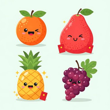 Şirin kawaii meyveleri.