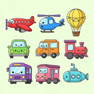 Bir dizi komik karikatür nakliyesi