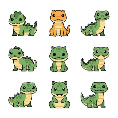 sevimli çizgi dinozorlar kümesi