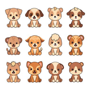 Farklı cinsten köpek ve sevimli hayvanlar.