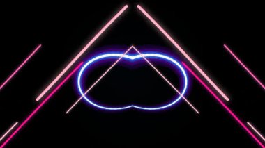 Siyah Arkaplanda Neon Işık Şekilleri.