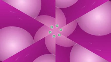 Pembe Küreler ve Yeşil Noktalı Mor Arkaplan.