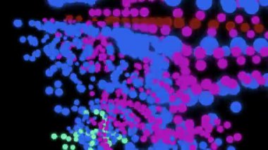 Siyah Arkaplanda Hareketli Renkli Noktalar.