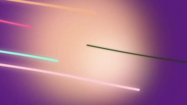 Mor Arkaplanda Canlı Neon Işıklar.