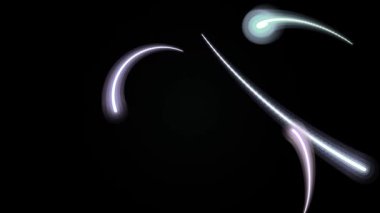 Kuyruklu yıldız kuyrukları ve gök cisimleri uzayda.