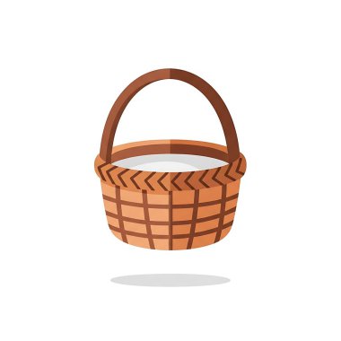 Hasır sepet ikonu. Beyaz arkaplanda izole edilmiş web tasarımı için hasır sepet vektör simgesinin düz çizimi