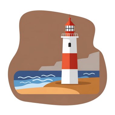 Deniz feneri simgesi. Deniz feneri vektör simgesi web için karikatür çizimi