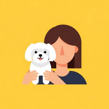 köpek, köpek, insan, kadın, köpek ikonu düz tasarım vektör çizimi arka planda izole